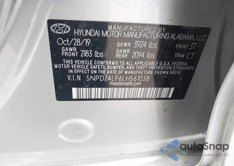 2020 Hyundai Elantra Se from USA, damaged, VIN 5NPD74LF6LH561038